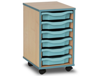 Monarch MEQ1WSE 6 Tray Single Tray Storage Unit with Metal Blue Coloured Edges