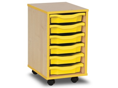 Monarch MEQ1WYE 6 Tray Single Tray Storage Unit with Yellow Coloured Edges
