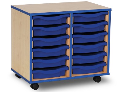 Monarch MEQ2WBE 12 Tray Single Tray Storage Unit with Blue Coloured Edges