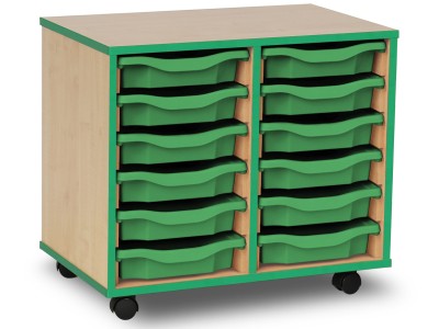 Monarch MEQ2WGE 12 Tray Single Tray Storage Unit with Green Coloured Edges