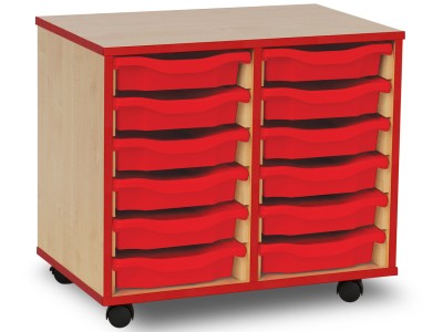 Monarch MEQ2WRE 12 Tray Single Tray Storage Unit with Red Coloured Edges