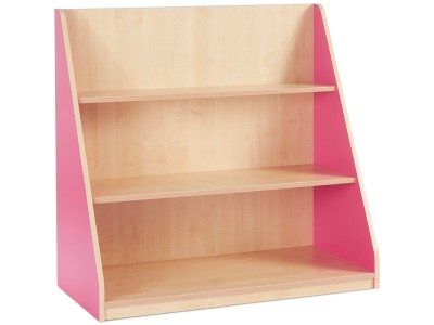 Monarch MAP6LU Single Sided Static Book Library Storage Unit with 3 Fixed Straight Shelves & Coloured End Panels - Bubblegum Range