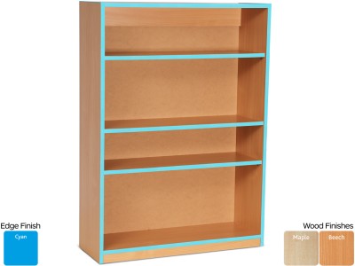 Monarch MEQ1250BCCE Open Bookcase with 1 Fixed & 2 Adjustable Shelves and Cyan Coloured Edges