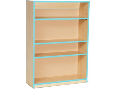 Monarch MEQ1250BCCE Open Bookcase with 1 Fixed & 2 Adjustable Shelves and Cyan Coloured Edges