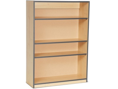 Monarch MEQ1250BCDGE Open Bookcase with 1 Fixed & 2 Adjustable Shelves and Dark Grey Coloured Edges