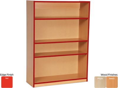 Monarch MEQ1250BCRE Open Bookcase with 1 Fixed & 2 Adjustable Shelves and Red Coloured Edges
