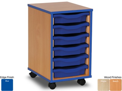 Monarch MEQ1WBE 6 Tray Single Tray Storage Unit with Blue Coloured Edges