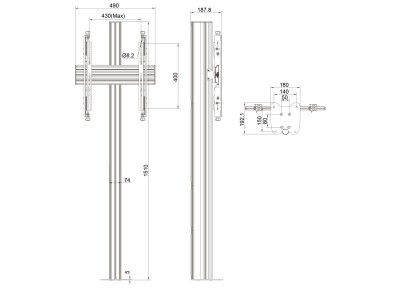 Multibrackets MB0280 150 Micro Adjustable Floormount Column Pro - MBFC1U