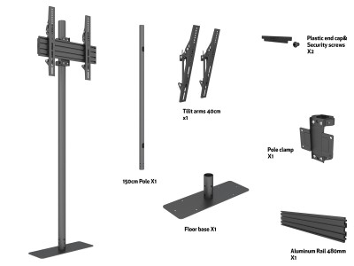 Multibrackets MB8939 Single Pole Floormount Pro Display Floor Stand - Black