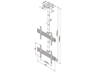 Neomounts PRO by NewStar NMPRO-C12 1x2 Video Wall Ceiling Mount