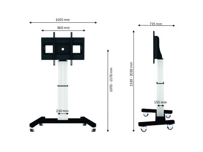 Neomounts by NewStar PLASMA-M2500SILVER Electric Height-Adjustable Trolley