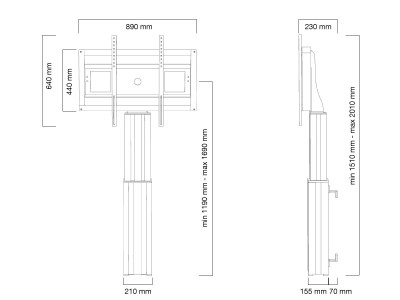 Neomounts by NewStar PLASMA-W2500BLACK Motorised Height-Adjustable Wall Floor Stand
