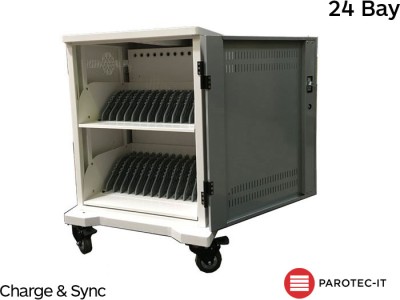 Parotec-IT P-TEC T24V-PLUS 24 Bay iPad & Tablet Secure Store, Charge & Sync Trolley