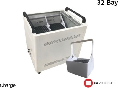 Parotec-IT P-TEC T32-B 32 Bay iPad & Tablet Secure Store & Charge Trolley with Baskets