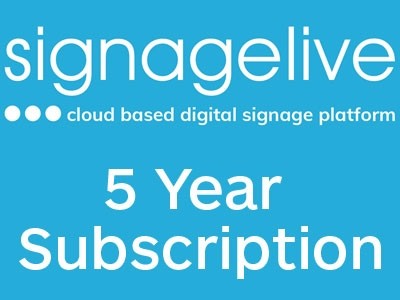 SignageLive Digital Signage Software for One Player with Updates and Support - Five Year Subscription