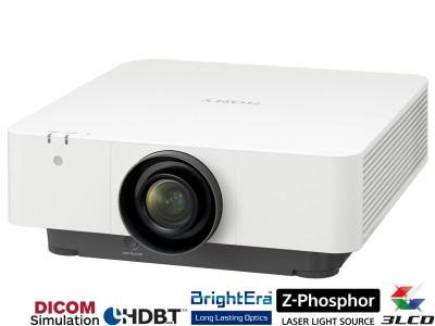 Sony VPL-FHZ85 White Projector - 7300 Lumens, 16:10 WUXGA, 1.39-2.23:1 Throw Ratio - Laser Lamp-Free Installation - Standard Lens
