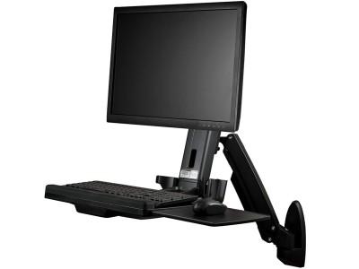 StarTech WALLSTS1 Single-Monitor Wall-Mounted Height-Adjustable Workstation - Black