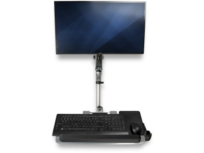 StarTech WALLSTSI1 Single-Monitor Wall-Mounted Height-Adjustable Workstation - Silver - for 13" - 30" Screens up to 9kg
