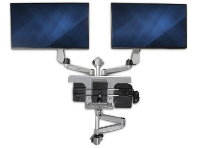 StarTech WALLSTSI2 Dual-Monitor Wall-Mounted Height-Adjustable Workstation - Silver - for 13" - 30" Screens up to 9kg
