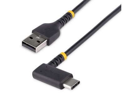 StarTech R2ACR-1M-USB-CABLE 1m Right-Angled USB-C to USB-A 2.0 Cable - Black