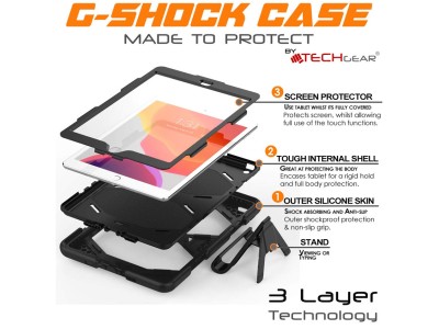 TechGear G-Shock Rugged Case for iPad 10.2" - Black
