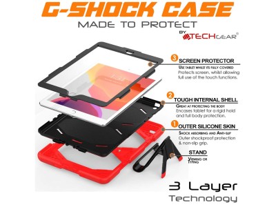 TechGear G-Shock Rugged Case for iPad 10.2" - Red / Black