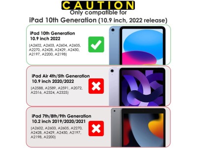 TechGear Slim Folio Case for iPad 10.9" Gen10 2022 - Red / Black