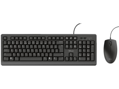 Trust Primo Wired UK Fullsize Keyboard and Mouse Set - Black