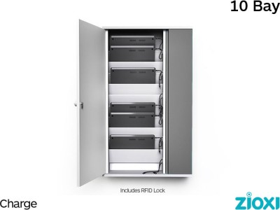 zioxi Slimline Cabinet - Store and Charge 10 Bay for Chromebooks or Netbooks - CHRGWC-CB-10-R