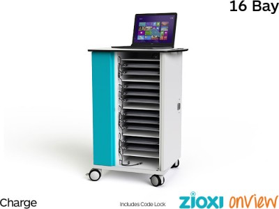 zioxi CHRGT-LS-16-C-O3 16 Bay Laptop Secure & Charge Trolley with OnView smartControl - Code Lock