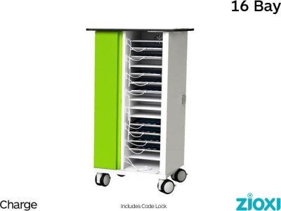 zioxi CHRGT-TB-16-C iPad & Tablet Security Trolley, Store and Charge, 16 Bay - Code Lock