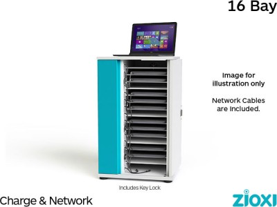zioxi NETC-LS-16 Networked Laptop Charging Cabinet, Store & Charge - 16 Bay - Key Lock