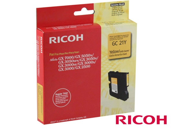 Genuine Ricoh 405535 Yellow Ink Cartridge to fit GelSPrinter GX3050SFN Printer 