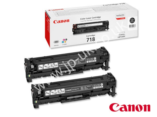 Genuine Canon 718BKTWIN / 2662B005AA Black Toner Cartridge Twinpack to fit Toner Cartridges Colour Laser Printer