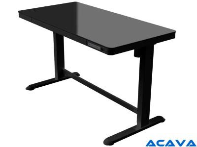 Acava ED20GLB 1200 x 600 Electric Height Adjustable Sit-Stand Desk with Drawer & Fast USB Chargers - Black Frame with Glass Top