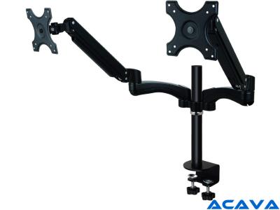 Acava GSA12D Dual LCD Arm Sit-Stand Desk Mount - Black - for 15" - 27" Screens up to 6kg