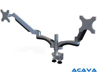 Acava GSA12D-SV Dual LCD Arm Sit-Stand Desk Mount - Silver - for 15" - 27" Screens up to 6kg