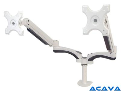 Acava GSA13WD Dual LCD Arm Sit-Stand Desk Mount - White - for 15" - 27" Screens up to 6kg