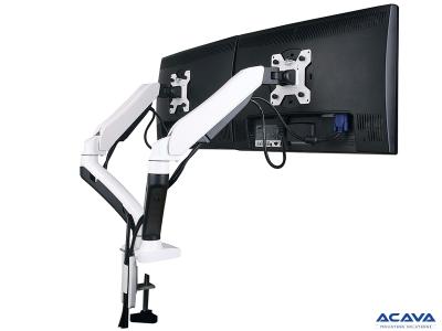 Acava GSA22DD Dual LCD Arm Sit-Stand Desk Mount - White - for 15" - 27" Screens up to 7kg