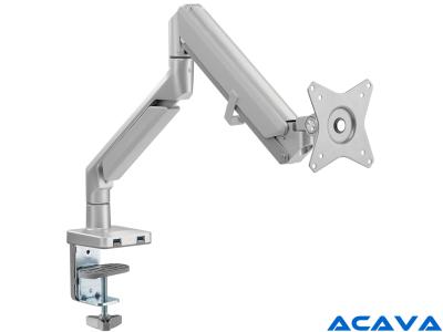 Acava GU71SV LCD Arm Sit-Stand Desk Mount with Built-in USB - Silver - for 17" - 32" Screens up to 9kg