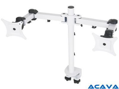 Acava MDM12DW Dual LCD Arm Sit-Stand Desk Mount - White - for 15" - 27" Screens up to 10kg