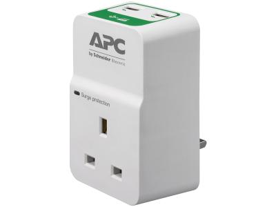APC Surge Arrest Essential Wall Plug with Additional USB-A Ports - White - PM1WU2-UK
