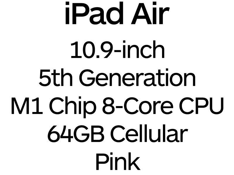 Apple iPad Air 10.9-inch 5th Gen - USB-C, 8-Core M1 Chip, 64GB, Wi-Fi + Cellular - Pink / MM6T3B/A