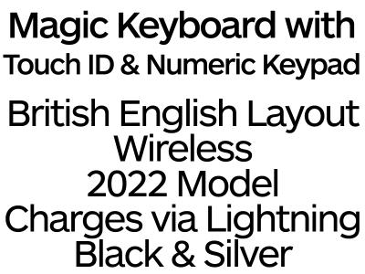 Apple Magic Keyboard with Touch ID and Numeric Keypad 2022 with UK Layout Black Keys - MMMR3B/A