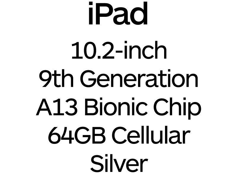 Apple iPad 10.2-inch 9th Gen - A13 Bionic Chip, 64GB, Wi-Fi + Cellular - Silver / MK493B/A