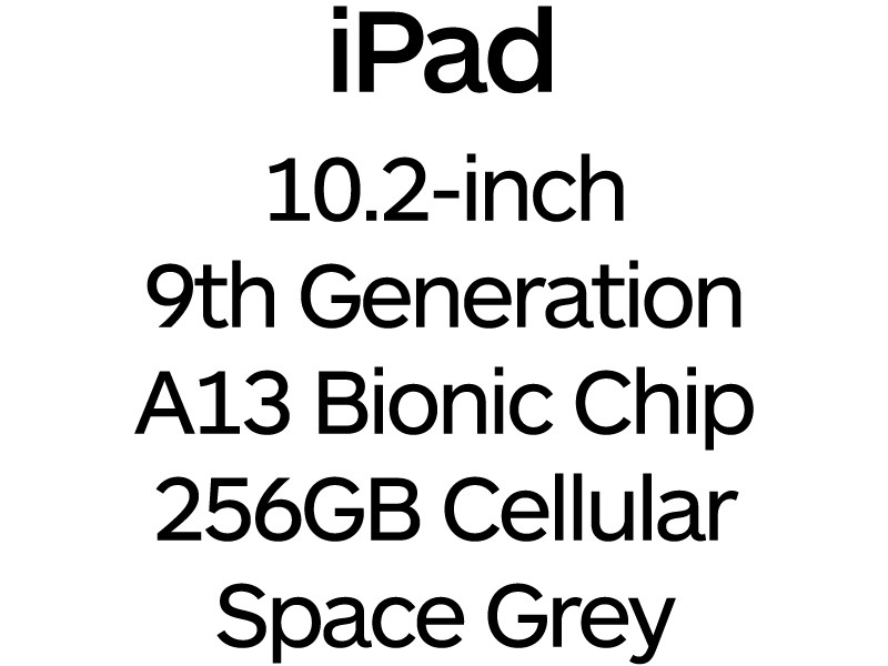 Apple iPad 10.2-inch 9th Gen - A13 Bionic Chip, 256GB, Wi-Fi + Cellular - Space Grey / MK4E3B/A