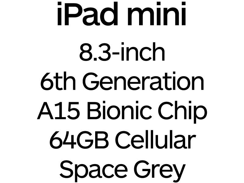 Apple iPad mini 8.3-inch 6th Gen - USB-C, A15 Bionic Chip, 64GB, Wi-Fi + Cellular - Space Grey / MK893B/A