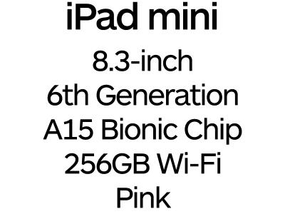Apple iPad mini 8.3-inch 6th Gen - USB-C, A15 Bionic Chip, 256GB, Wi-Fi - Pink / MLWR3B/A