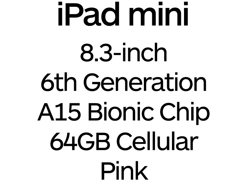 Apple iPad mini 8.3-inch 6th Gen - USB-C, A15 Bionic Chip, 64GB, Wi-Fi + Cellular - Pink / MLX43B/A