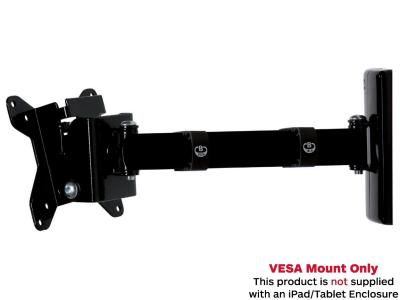 B-Tech BT7512/PB - Single Arm VESA Wall Mount with Tilt and Swivel for iPad / Tablet Enclosures - Black
